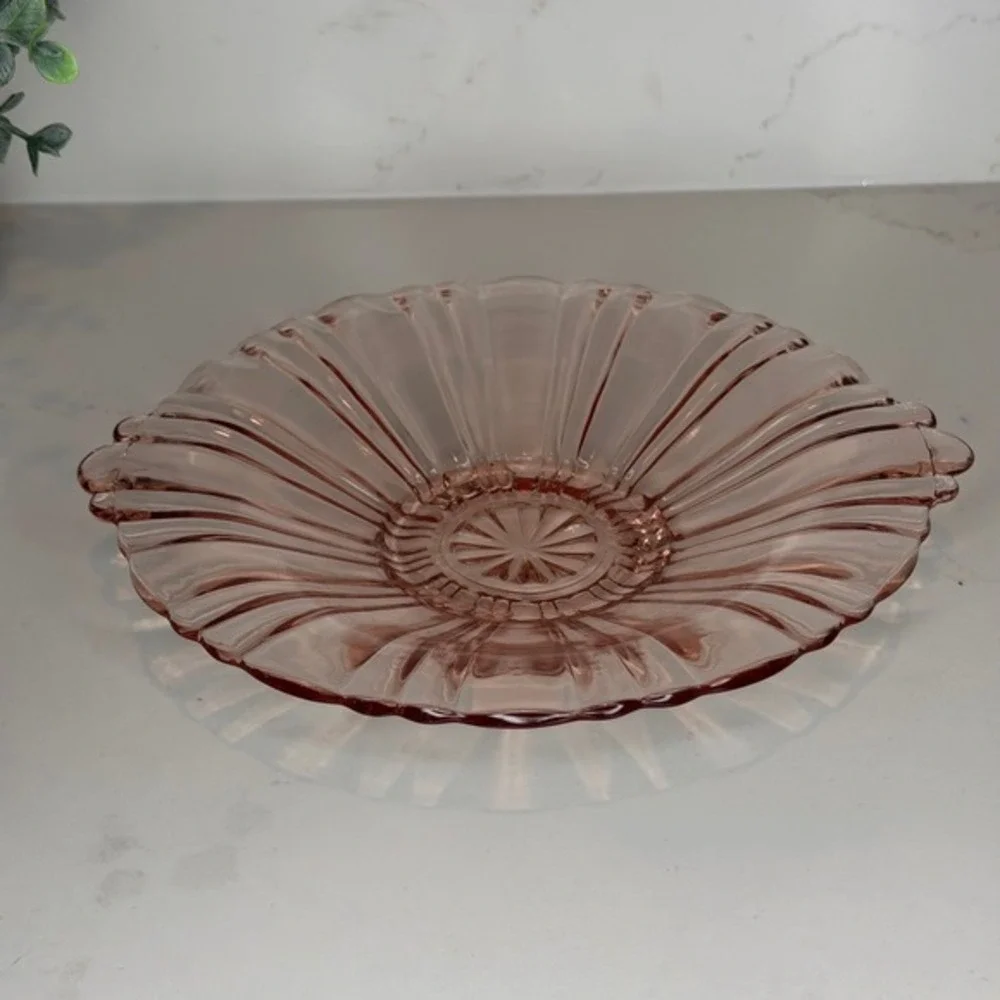 Anchor Hocking Pink Depression Glass‎ Old Cafe Shallow Dish 8.0